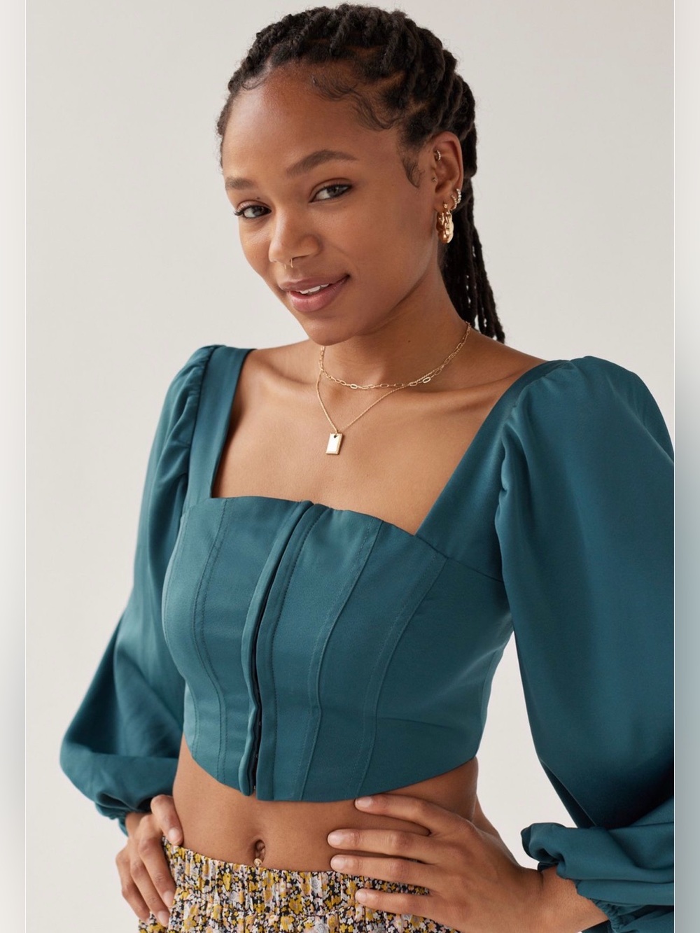 Urban Outfitters UO Maddie Bustier Top Teal Size Small
